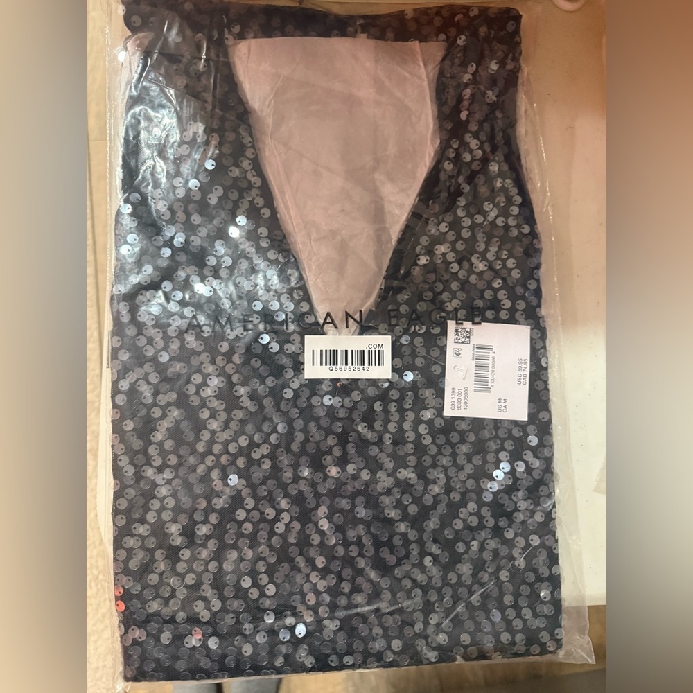 [AMERICAN EAGLE] NWT Sequin V-Neck Mini Slip Dress - Picture 8 of 9